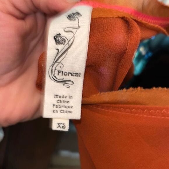 Anthropologie Floreat orange patchwork sheer sleeveless blouse size XS - Picture 14 of 15